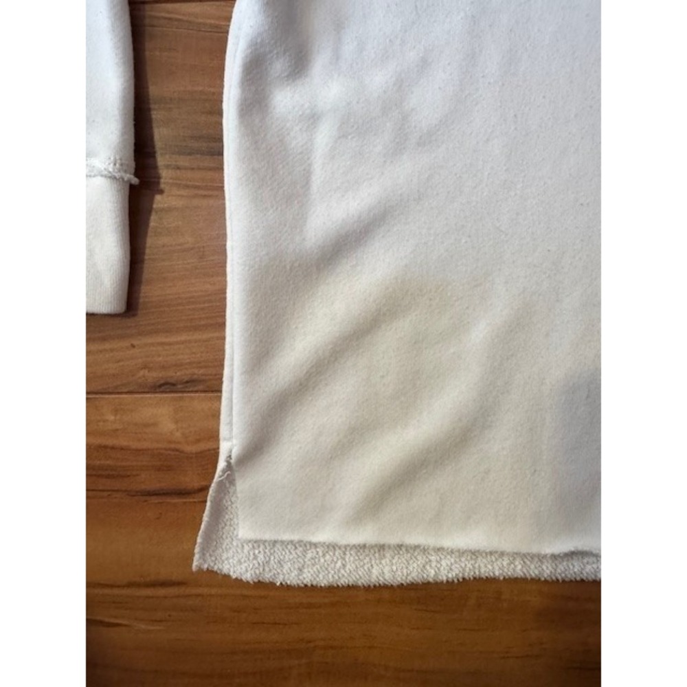 Aerie Lace Up V-Neck Sweatshirt White Boxy Raw Hem‎ Large - Picture 3 of 8